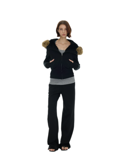 Detachable Fur Collar Hoodie Jacket