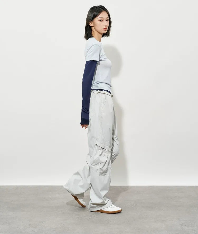 Quick-Dry Ruffle Wide-Leg Pants