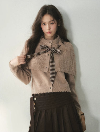 Cable Knit Cape Cardigan Set