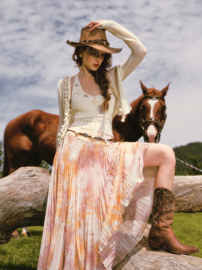 Hand-Knit Openwork Layered Set