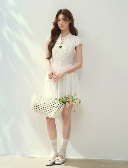Acetate Ruffle Midi Dress