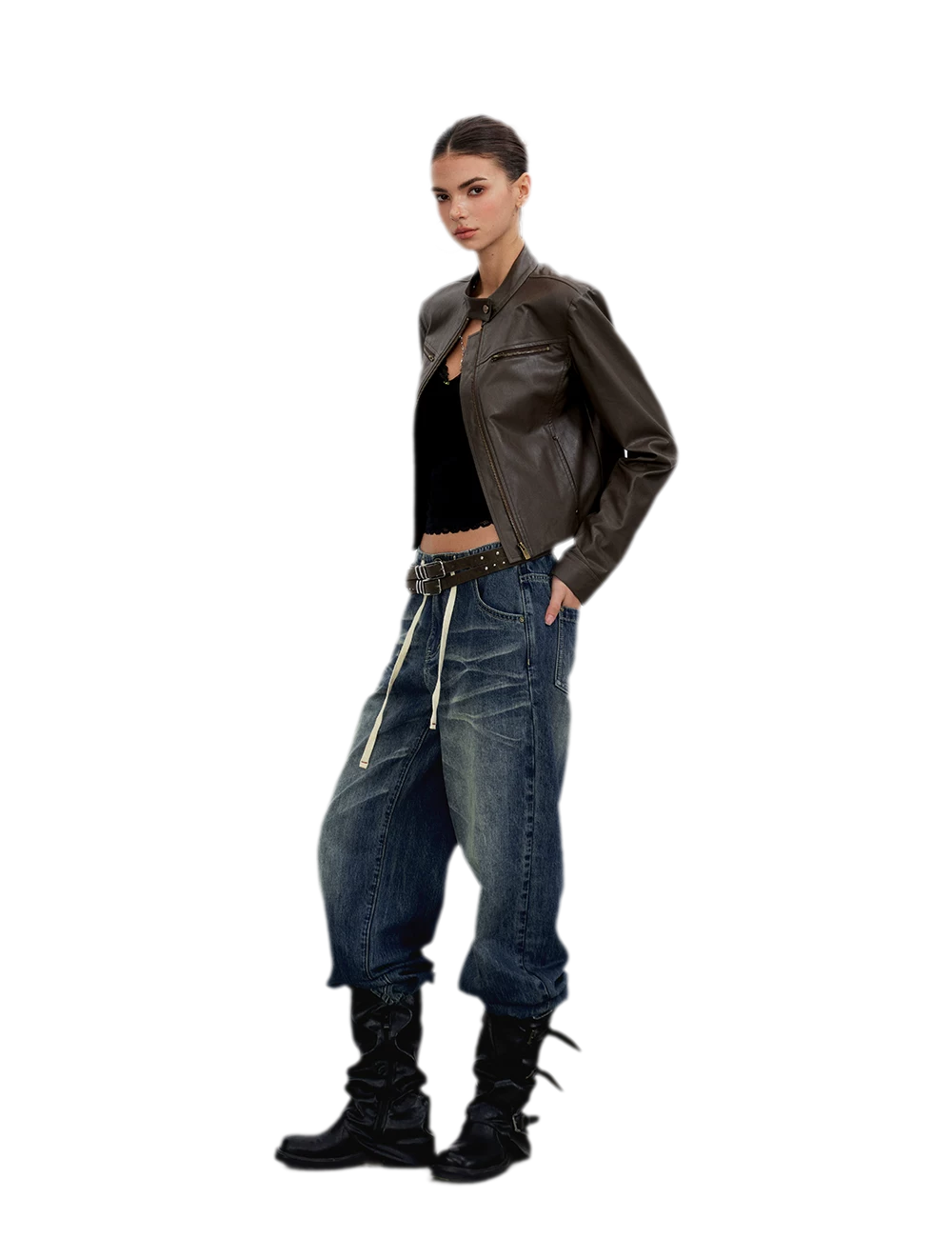 Vintage Wash Wide-Leg Jeans