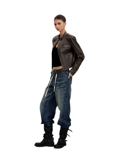 Vintage Wash Wide-Leg Jeans