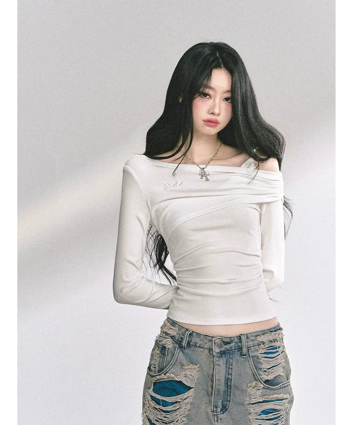 Lace Cutout Shoulder Tee