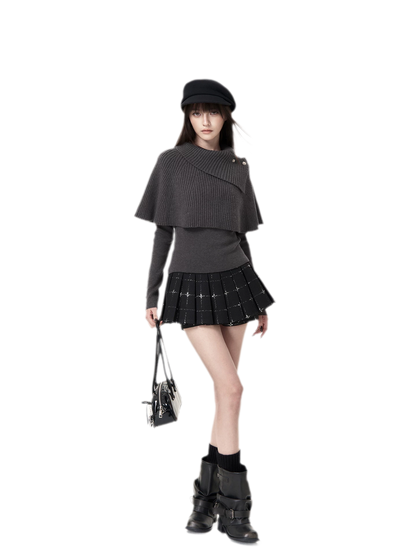 Gonna-pantaloncino mini plissettata a quadri lucida