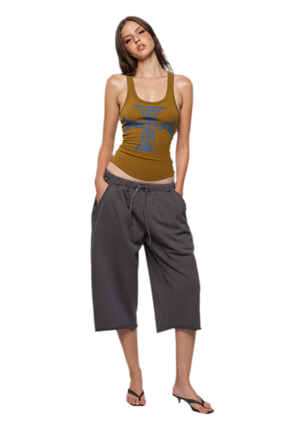 Cross Print Ribbed Tank