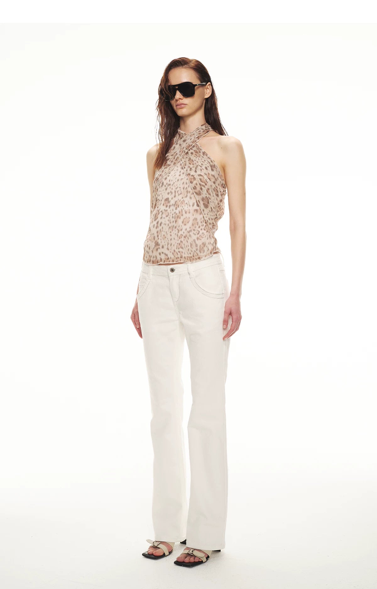 Sheer Matte Leopard Print Sleeveless Chiffon Top