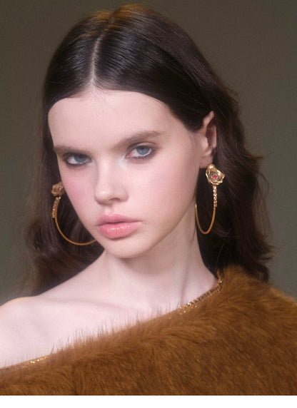 Crystal Floral Hoop Earrings
