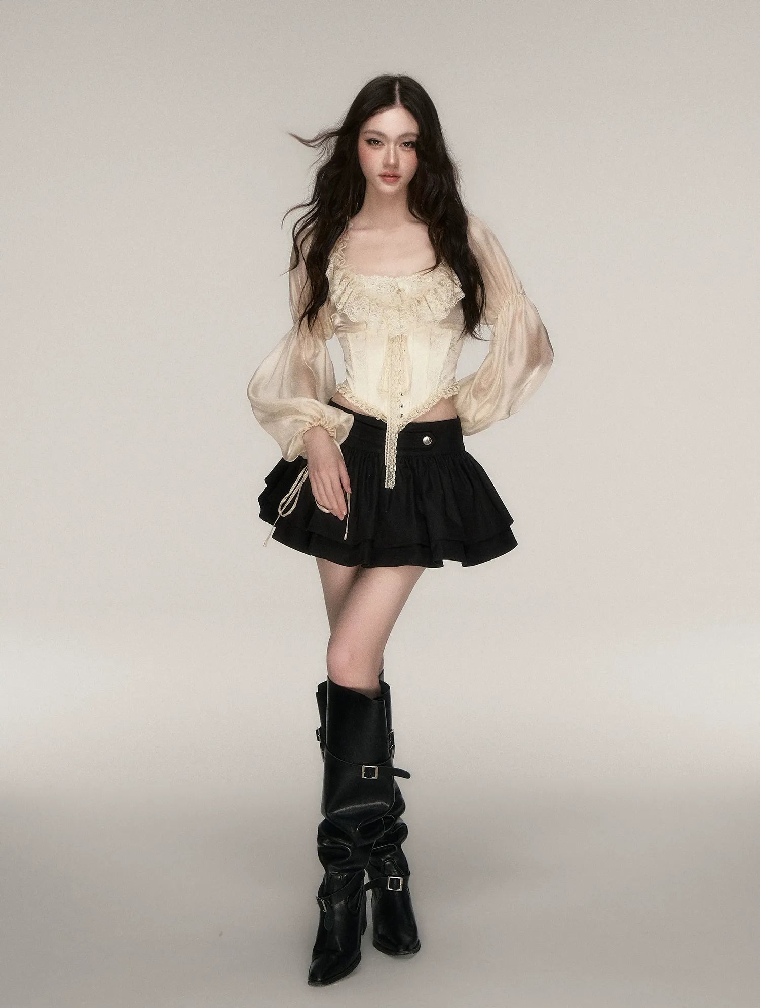Lace Jacquard Corset Top