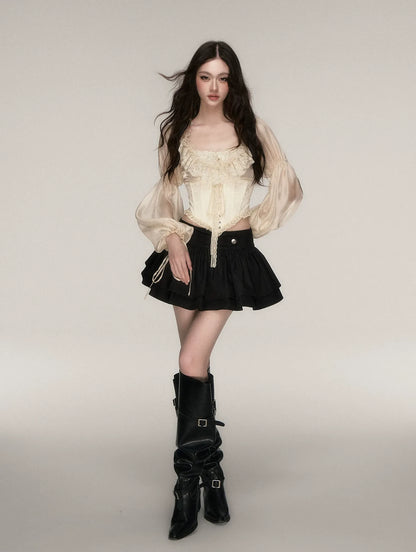 Lace Jacquard Corset Top