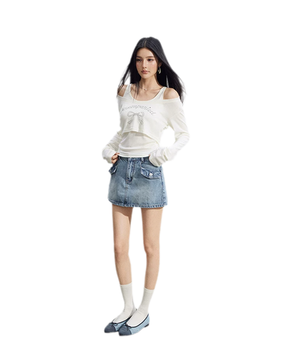 Bow Rhinestone T-Shirt Set