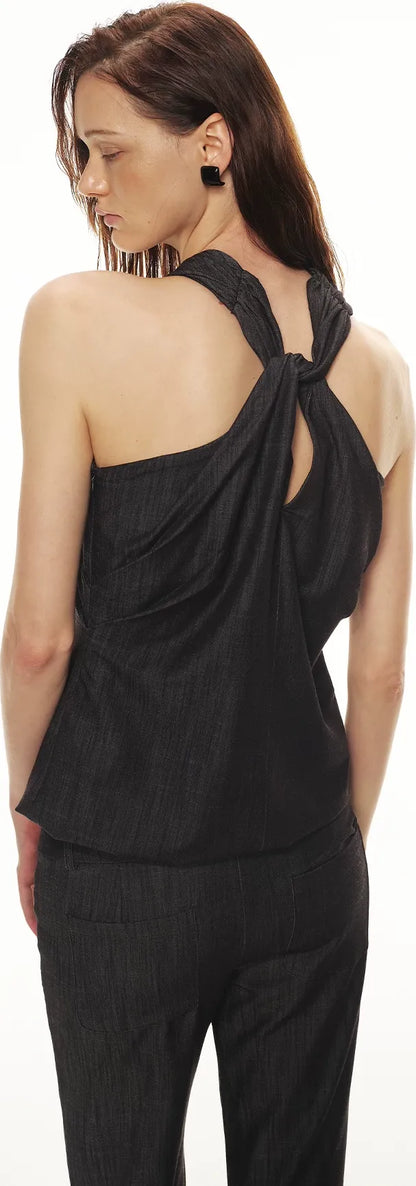 Tencel Hollow Halter Top &amp; Flared Pants Set