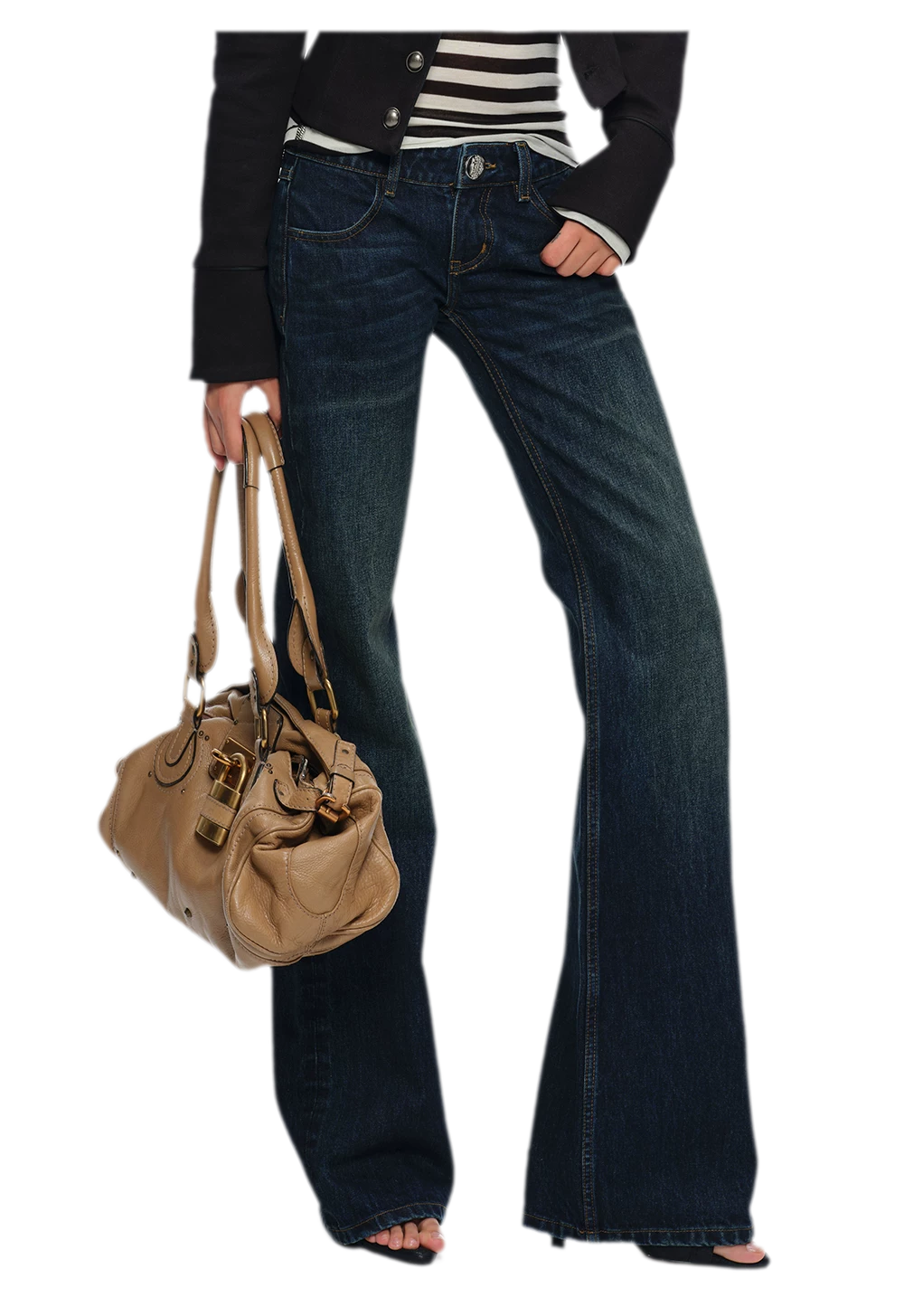 Embroidered Low-Rise Flared Jeans