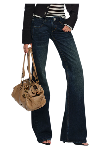 Embroidered Low-Rise Flared Jeans