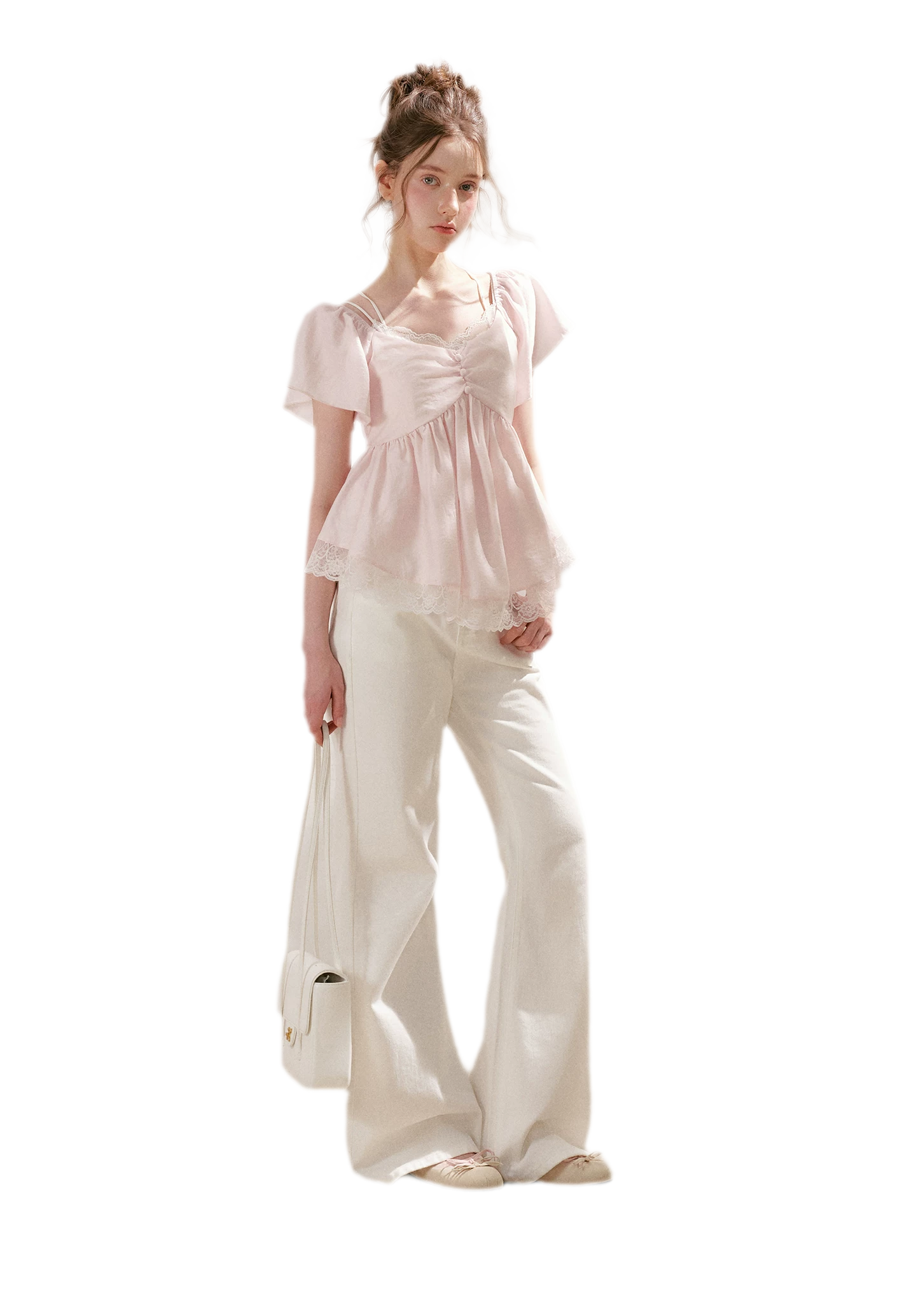 Tencel Lace V-Neck T-Shirt