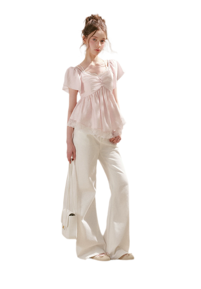 Tencel Lace V-Neck T-Shirt