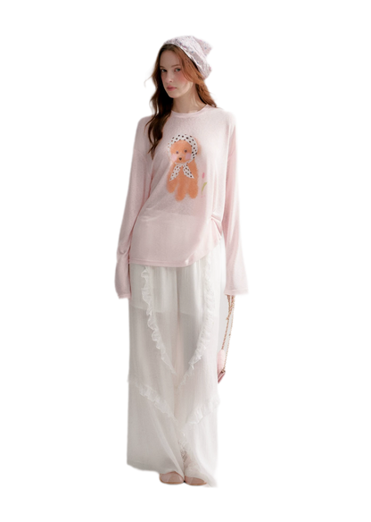 Lace Textured Wide Pants