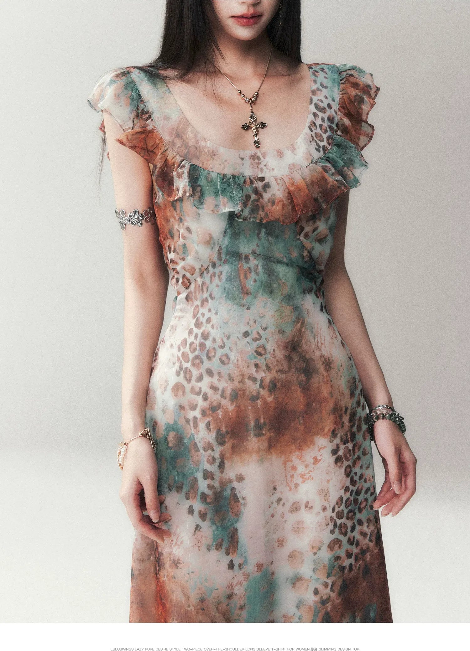Sea Salt Leopard Chiffon Dress