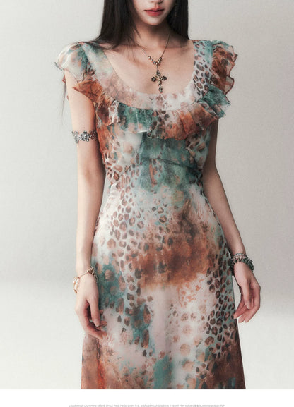 Sea Salt Leopard Chiffon Dress