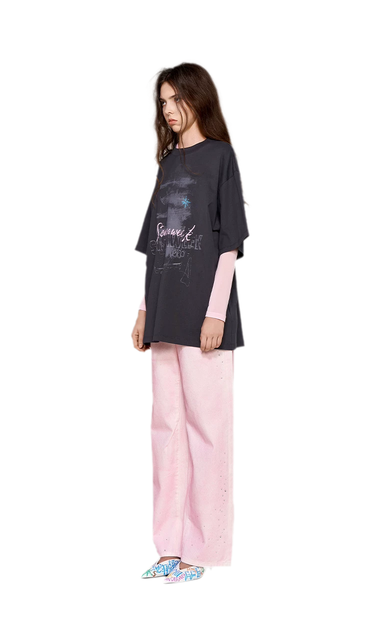 Cotton Rhinestone Graphic T-Shirt