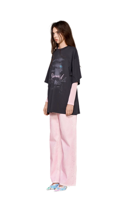 Cotton Rhinestone Graphic T-Shirt