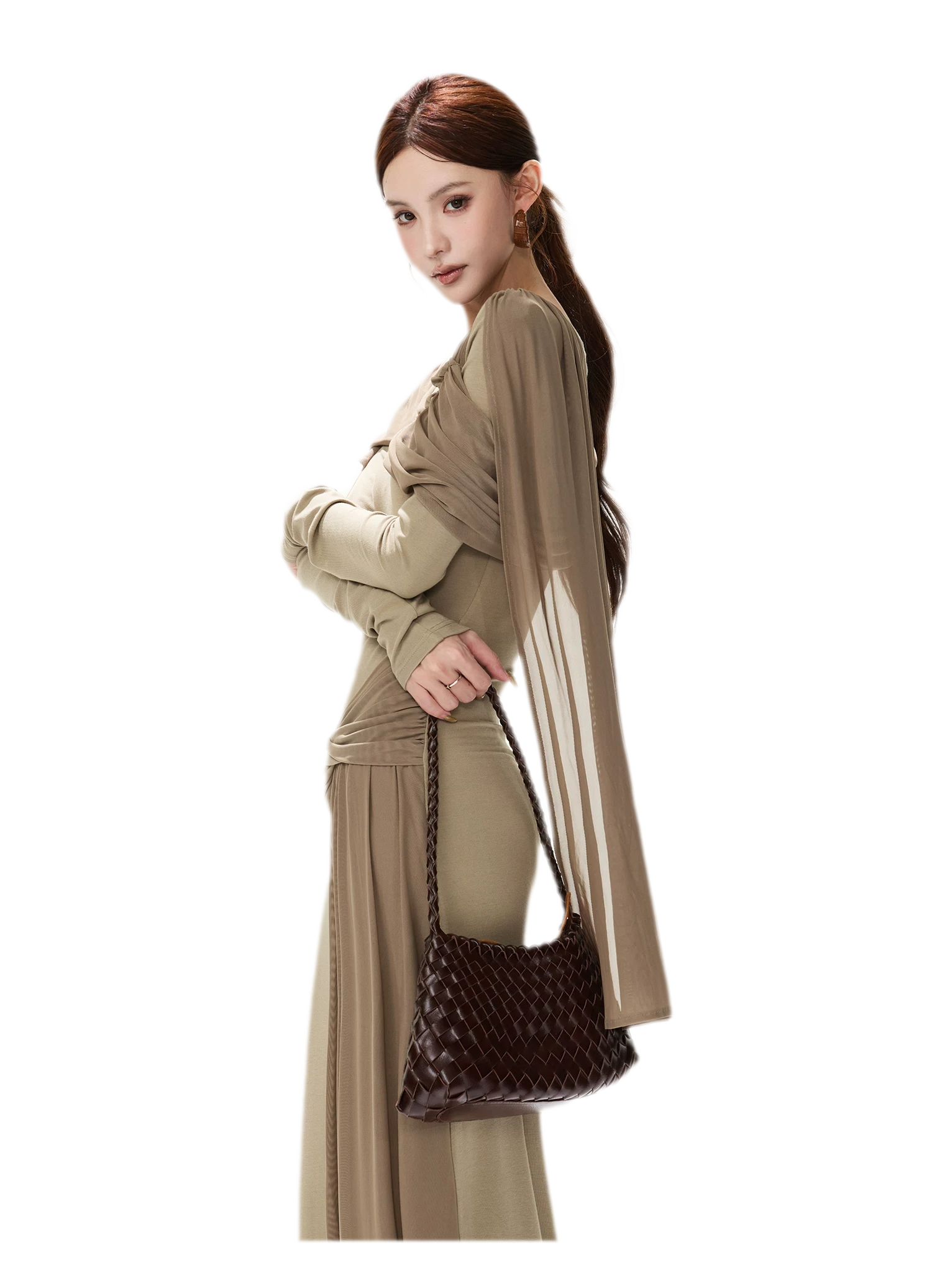 Contrast Sash Mermaid Knit Dress