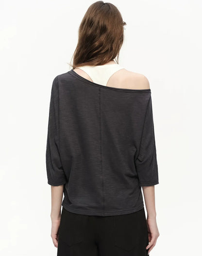 Lyocell Slub One-Shoulder Tee