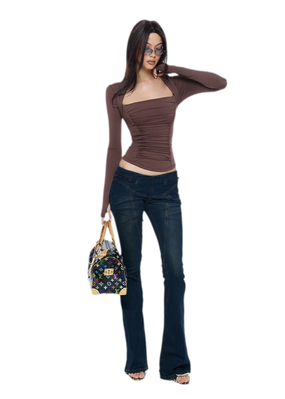 Ruched Sculpted Long-Sleeve Top