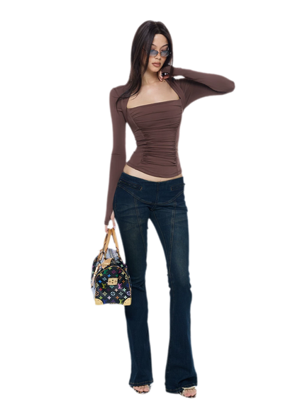 Ruched Sculpted Long-Sleeve Top