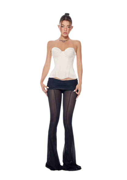 Sheer Mesh Flared Pants