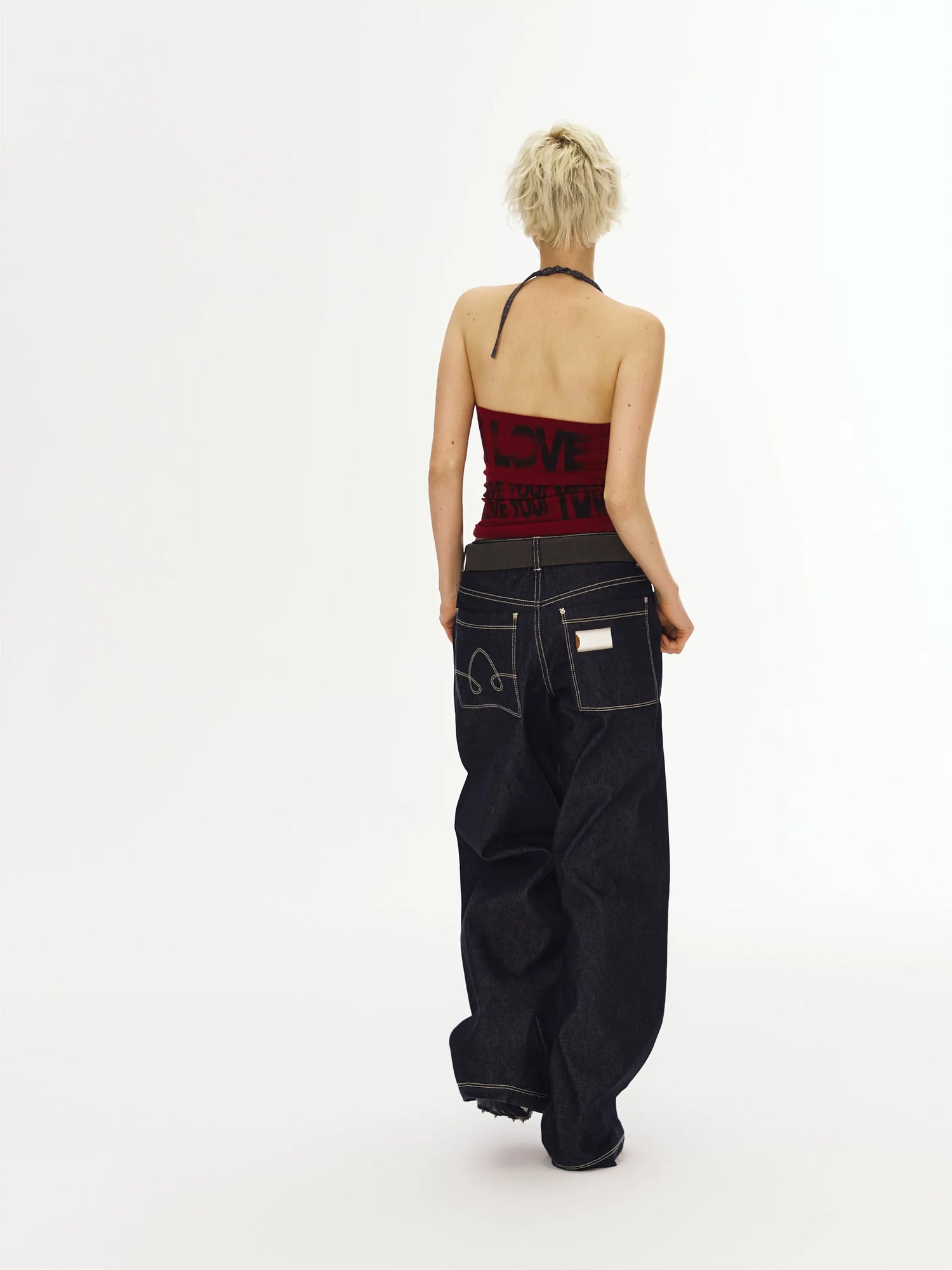 Wide-Leg Raw Denim Pants