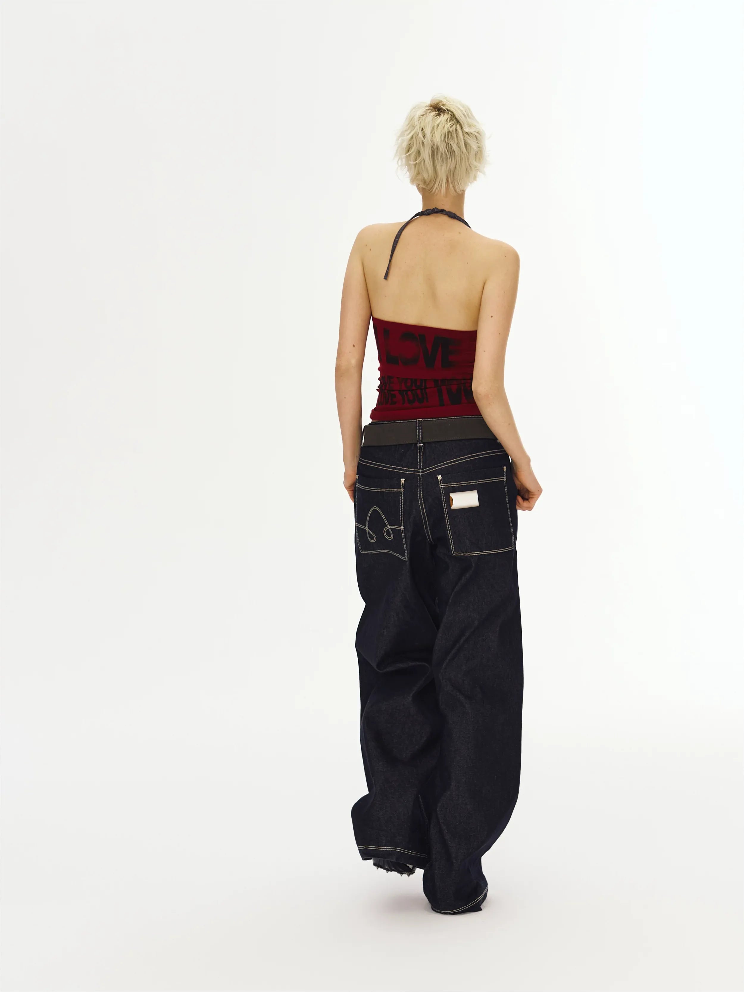 Wide-Leg Raw Denim Pants
