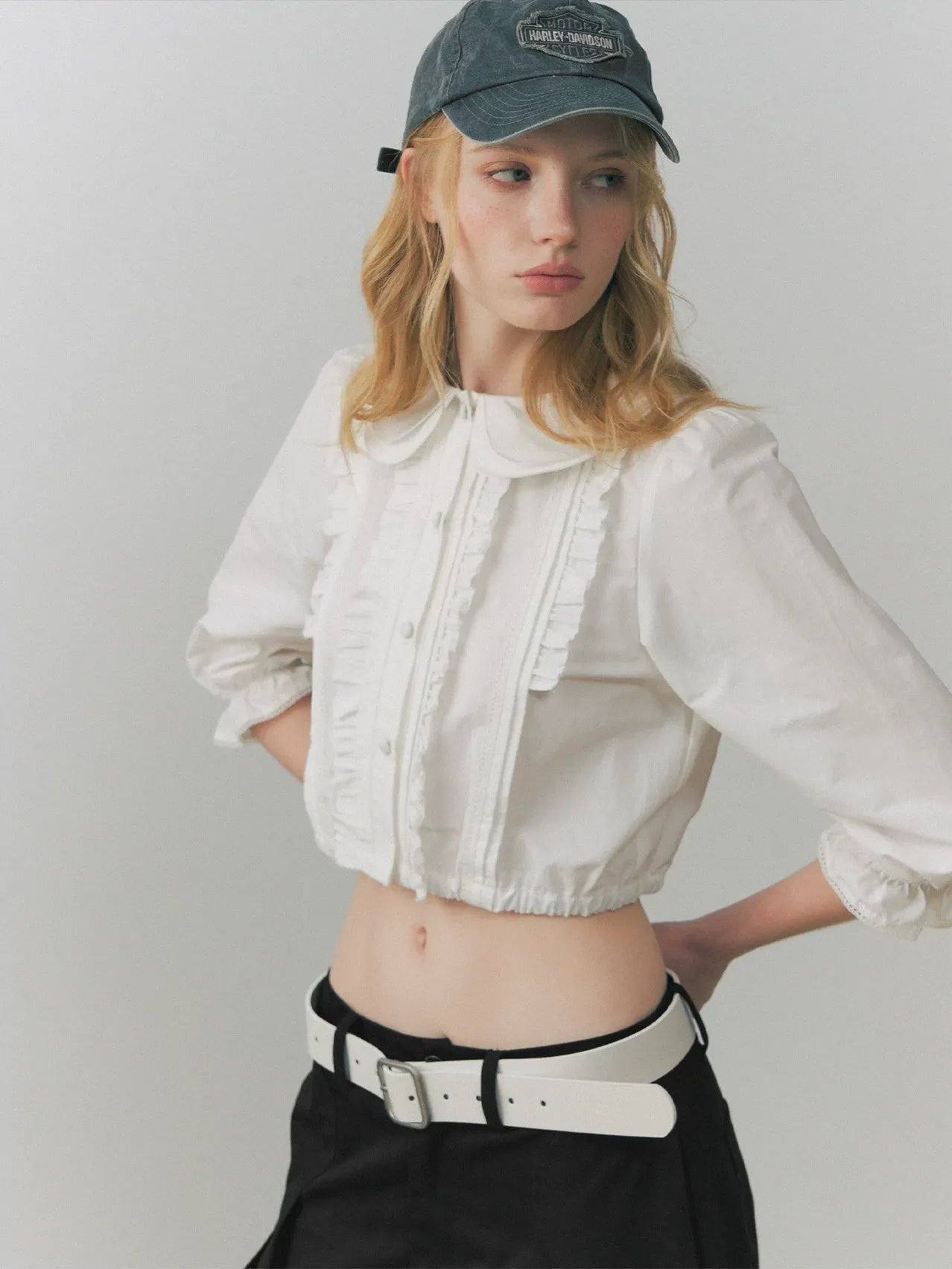 Ruffled Collar Peplum Blouse