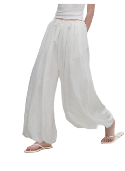 Pleated Balloon-Leg Tencel Trousers