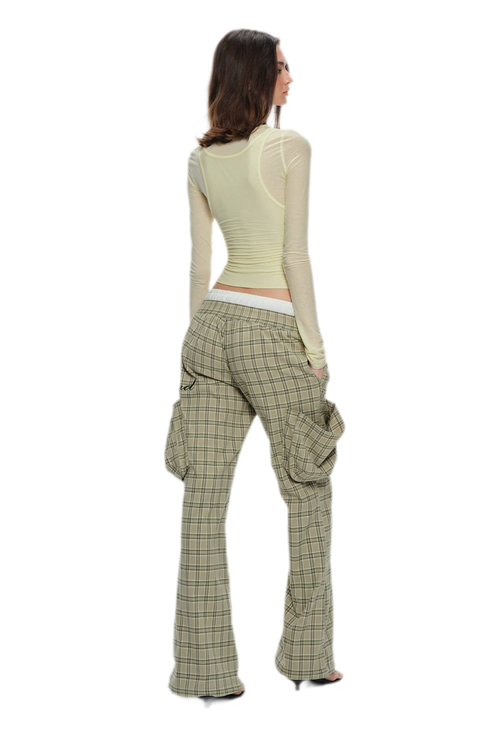 Plaid Drawstring Cargo Pants