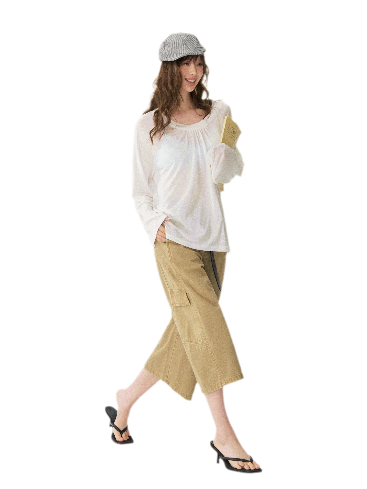 V-Neck Ruched Long Tee
