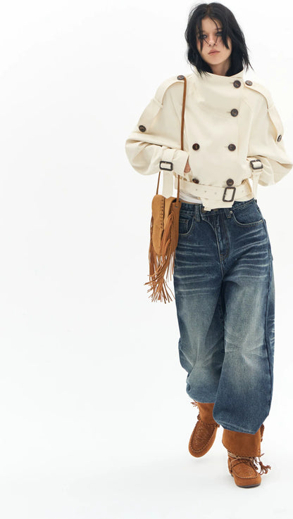 Vintage Wash Wide-Leg Jeans