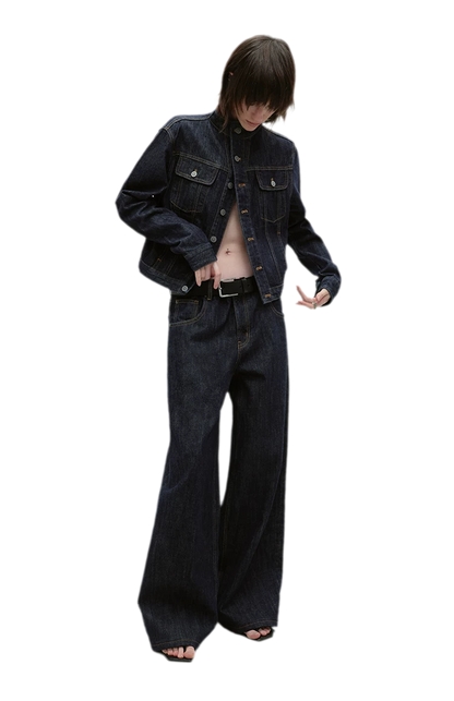 Redline Cropped Raw Denim Jacket