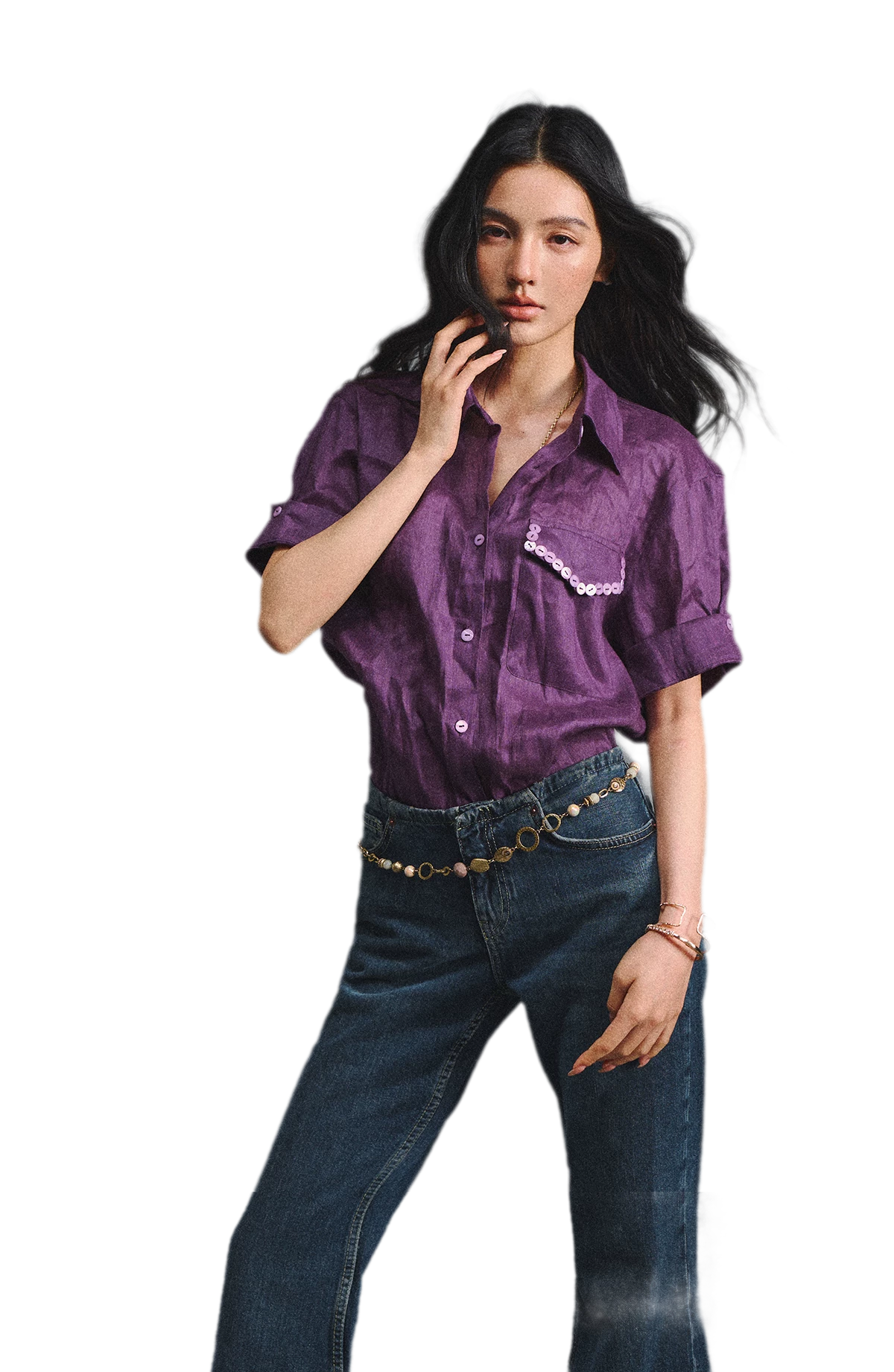 Linen Relaxed Cuff Shirt