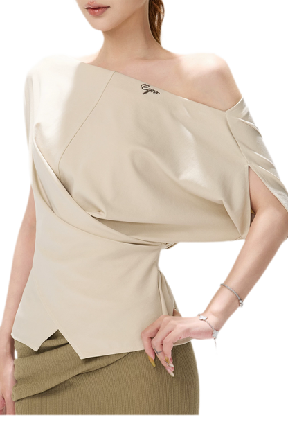 Lyocell Asymmetric Wrap Knit Top