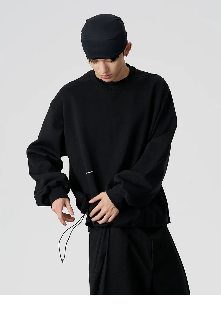Twisted Sleeve Drawstring Sweatshirt