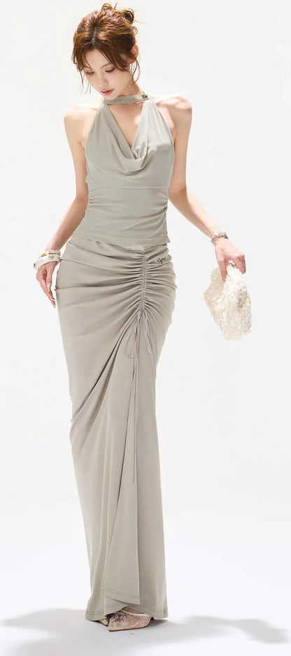 Draped Halter Tank Top