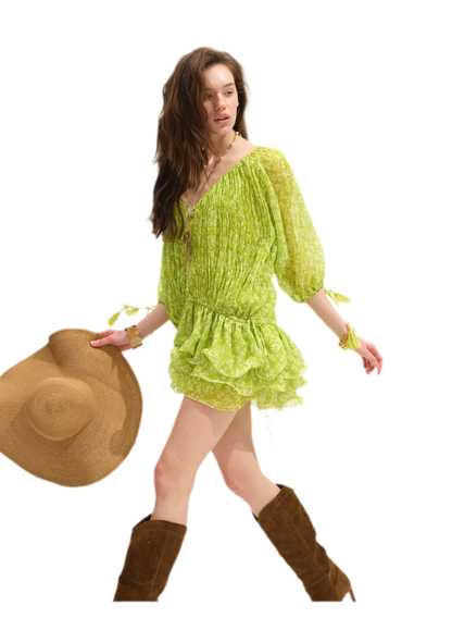 Floral Batwing Sleeve Dress