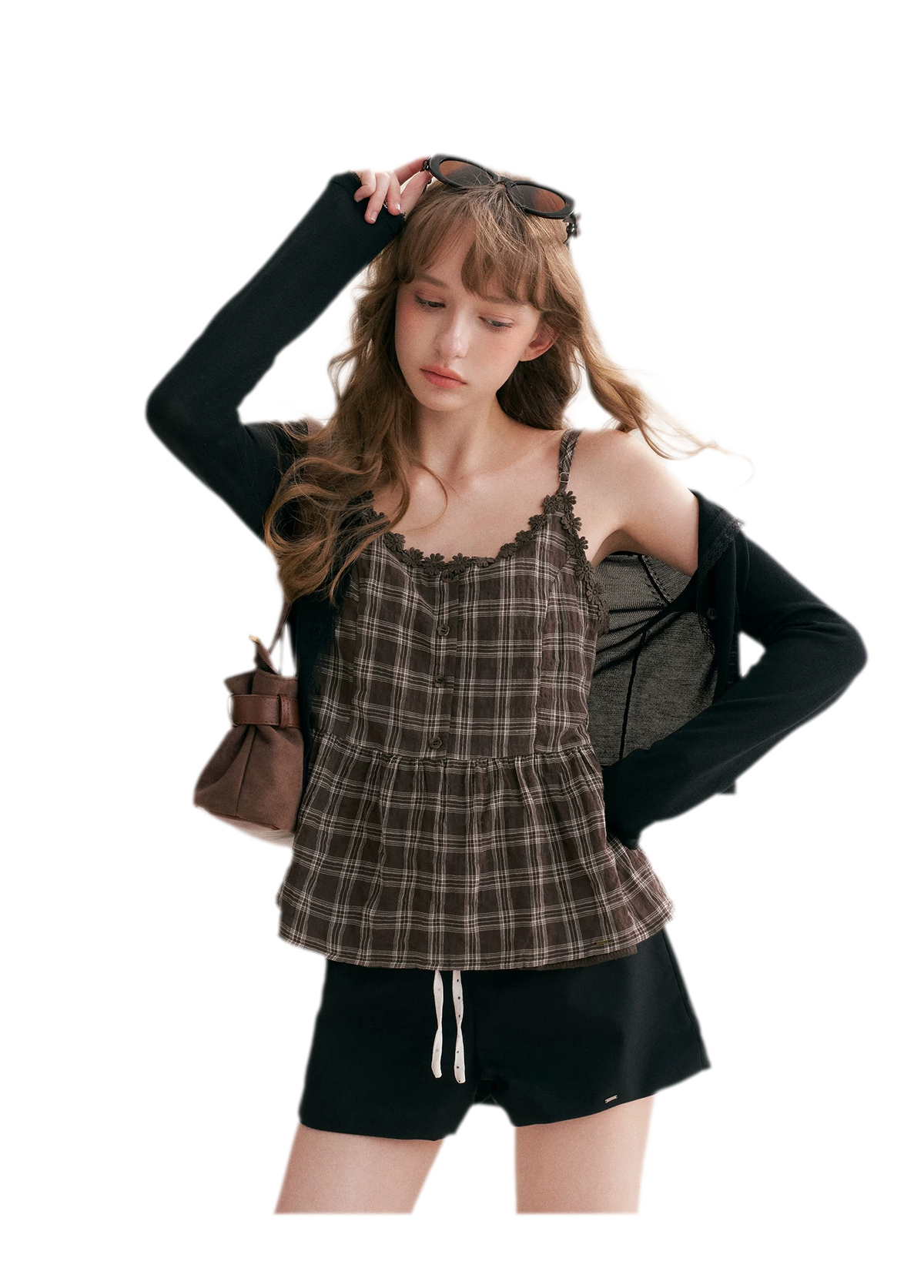 Textured Plaid Lace Top