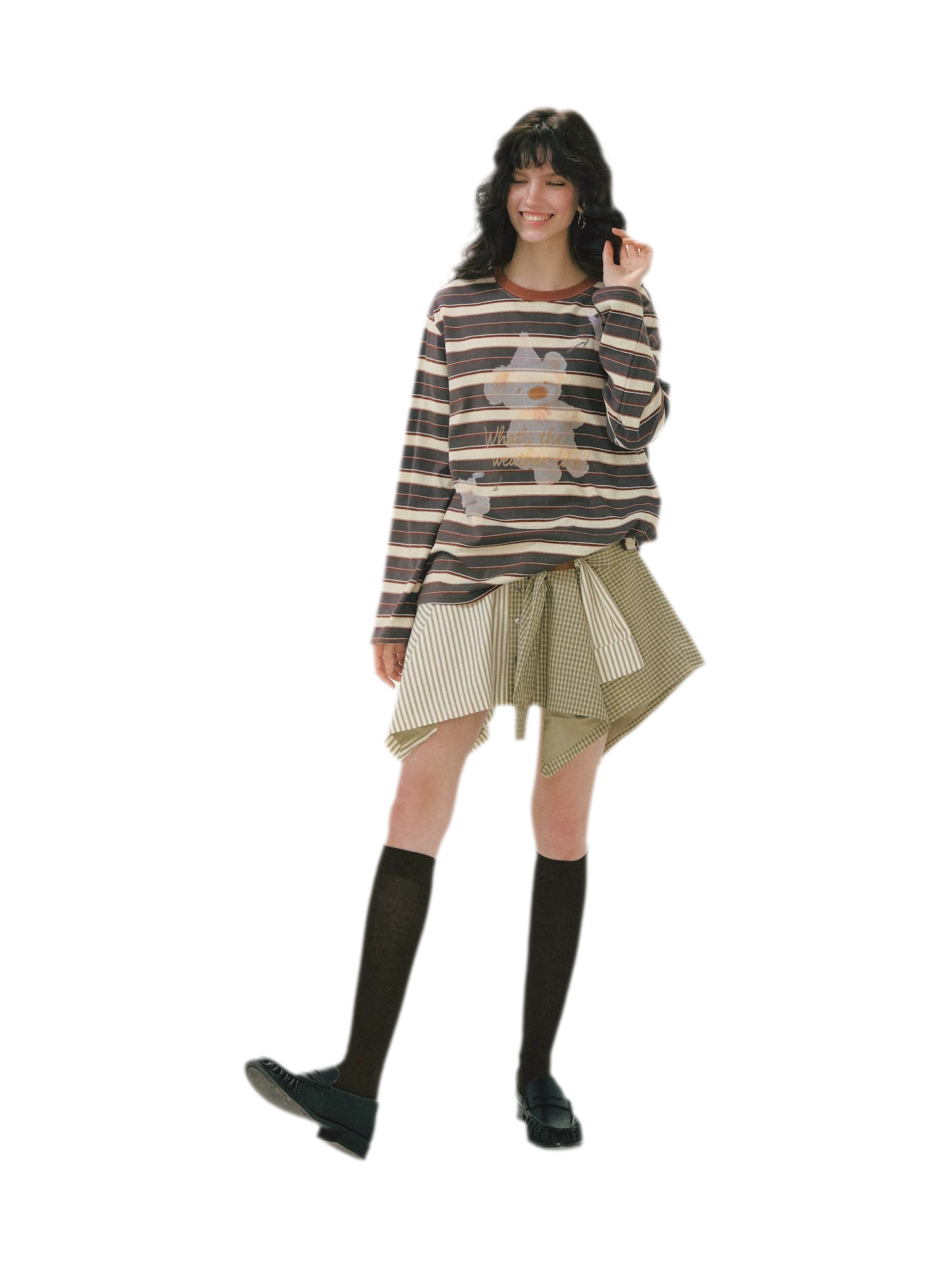 Patchwork Asymmetrical Plaid Skort