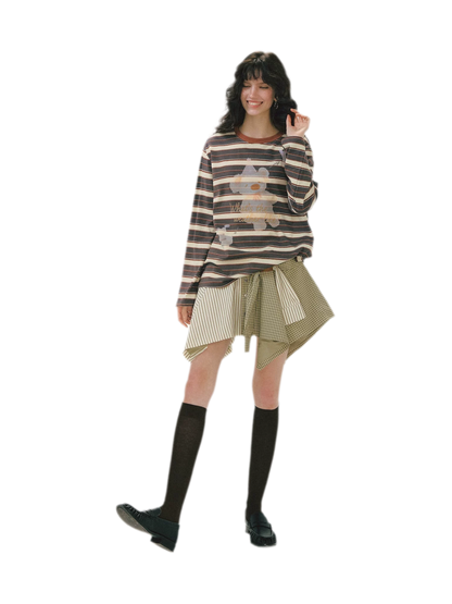Patchwork Asymmetrical Plaid Skort