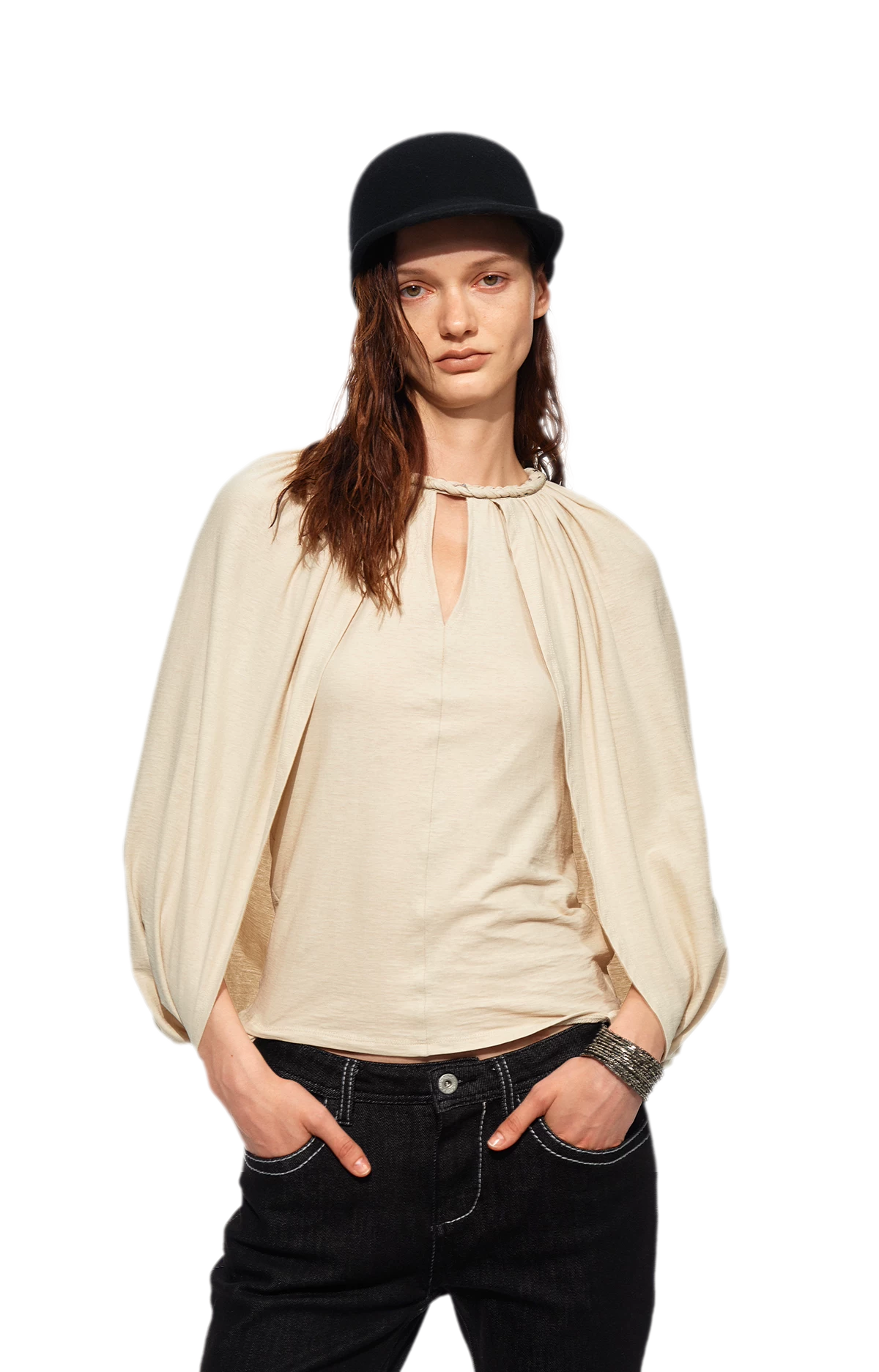 Cotton Cape Sleeve Top