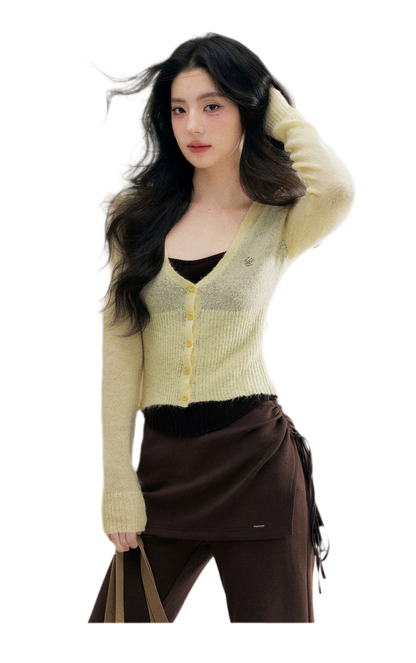 Brushed Contrast V-Neck Sweater