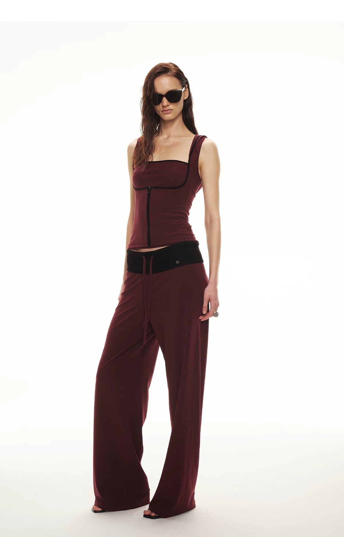 Tencel Knit Two-Piece Hoodie Vest &amp; Drawstring Pants