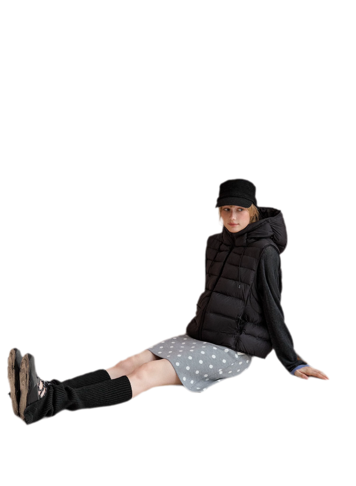 Cropped Hooded Duck-Down Vest